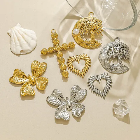 Edelstahl Lebensbaum Schmetterling Kreuz Herz Anhänger Nur Ohne Kette DIY Schmuckherstellung Anhänger Anhänger Nur