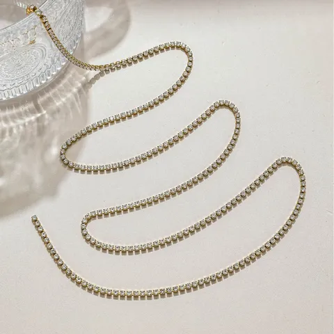 Chaîne de Coupe en Acier Inoxydable 304 avec Zirconia Garniture Strass Brillante Pour Bricolage Vêtements Col Bandoulière Sac Accessoires Bijoux Matériau Semi Fini