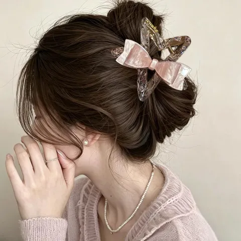 Pinza per Capelli Coreana a Stella Elegante Fiocco Effetto Acetato Grande Antiscivolo Accessori per Capelli Donna