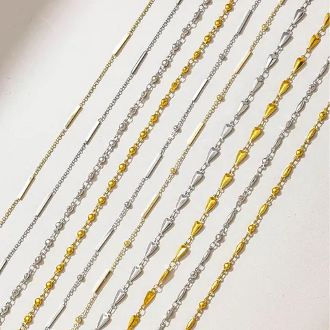 Chaîne de Base en Acier Inoxydable 304 Chaîne Artisanale Semi-Finie pour la Fabrication de Bijoux DIY Fournitures Polyvalentes Chaînes de Perles Or Argent Matériel