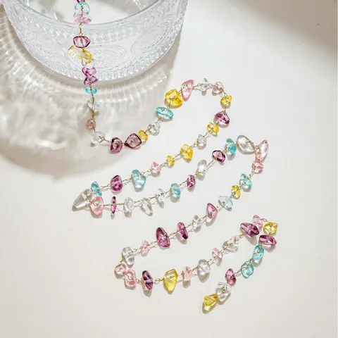 Y2K Cool Dark Style Butterfly Natural Stone Chain 304 Stainless Steel Irregular Crystal Beads Chain For DIY Jewelry Making Necklaces Phone Straps
