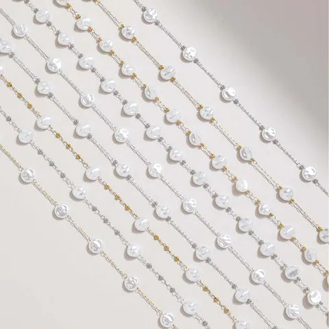 304 Stainless Steel Irregular Artificial Pearl Chain Handmade DIY Necklace Bracelet Accessories Electroplated Metal Findings