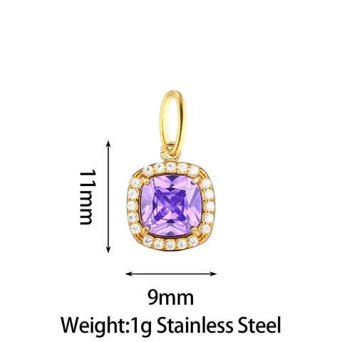 French Luxury Stainless Steel Zirconia Pendants Sunflower Cherry Square Sugar Cube Waterdrop Charms For DIY Jewelry Making Accessories
