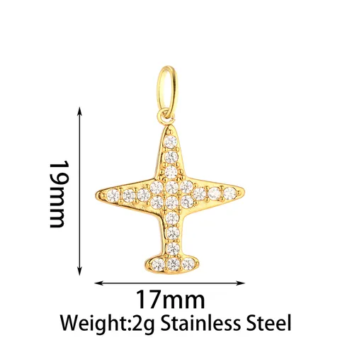 Colgantes de Acero Inoxidable con Circonia DIY Corazón Estrella Concha Chancla Elefante Avión Ancla Pluma Dijes para Joyería Mujer