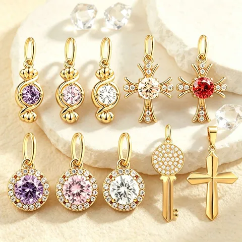 Pendentifs Croix en Acier Inoxydable avec Strass pour Création de Bijoux DIY Pendentifs Clé Serpent Coeur Bonbon Accessoires Bijoux Gothiques Femme