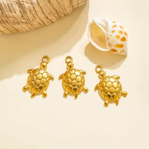 Amuletos de Tortuga Marina y Delfín de Acero Inoxidable 304 Náuticos para Hacer Joyas DIY Colgantes de Collar Pulsera Oro Plata