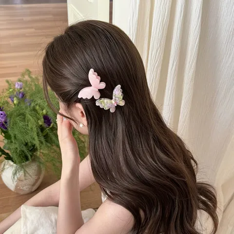 Süße Acetat Schmetterling Haarspange Für Damen Minimalistisch Mode Vielseitig Seitenpony Clip Legierung Entenschnabel Clip Kopfschmuck