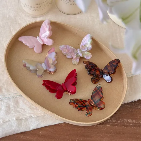 Süße Acetat Schmetterling Haarspange Für Damen Minimalistisch Mode Vielseitig Seitenpony Clip Legierung Entenschnabel Clip Kopfschmuck