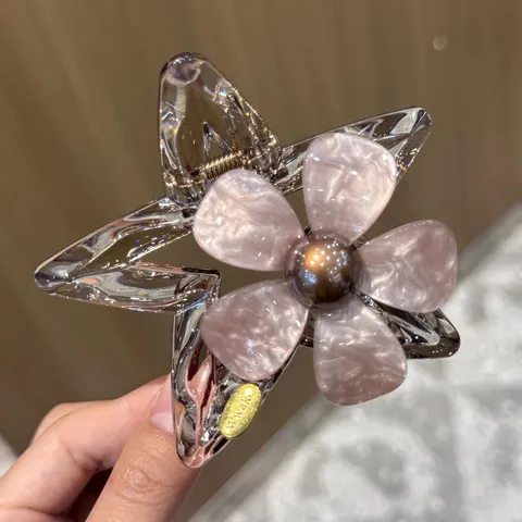 Damen Zelluloseacetat Blumen Stern Haarklammer Große Haarkralle Elegant Nische Design Haarschmuck Hinterkopf Haarnadel