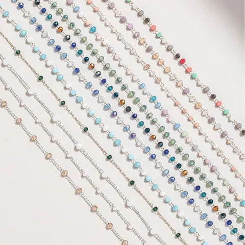 Cadena de Bolas de Acero Inoxidable Con Cinta de Strass de Cristal Para Manualidades Fai da Te Accesorios para Cabello Hechos a Mano Creación Joyería