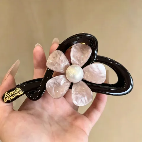 Eleganter Blumen Haarklammer Hai Clip Für Damen PC Legierung Künstliche Perle Haarschmuck Einzigartige Hochsteckfrisur Mode Haarklemmen