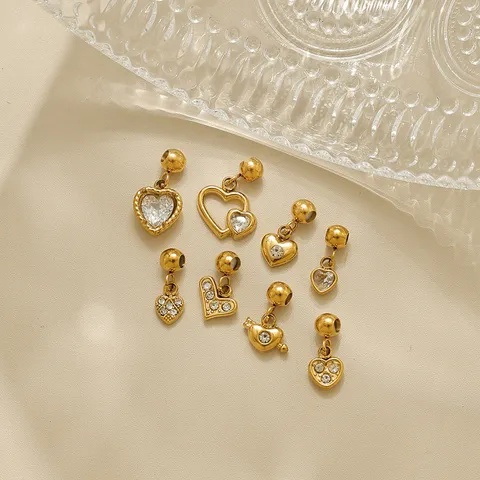 Edelstahl Strass Herz Anhänger Schiebeperlen Silikon Stopper Positionierungsperlen Für DIY Schmuck Ohrring Halskette Armband Herstellung Zubehör