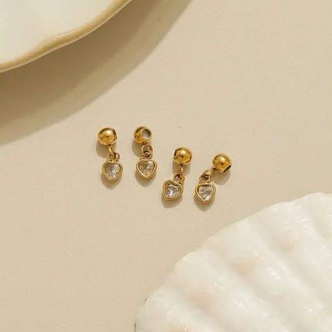 Edelstahl Strass Herz Anhänger Schiebeperlen Silikon Stopper Positionierungsperlen Für DIY Schmuck Ohrring Halskette Armband Herstellung Zubehör