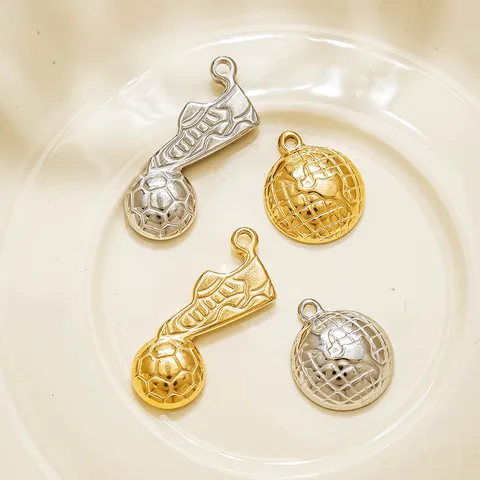 Vintage Stainless Steel Soccer Football Sneakers Globe Charms Pendant For DIY Necklace Keychain Bracelet Making Jewelry Findings Accessories