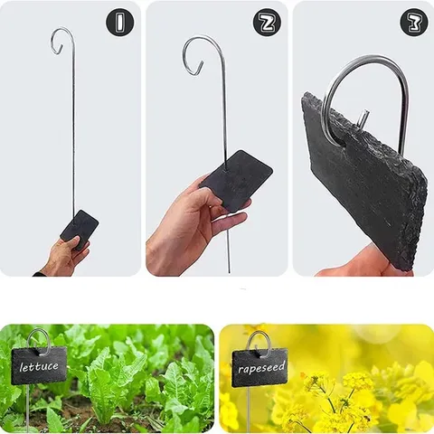 Natural Slate Plant Labels Garden Markers With Metal Wire Stakes Slate Plant Tags For Outdoor Flowers Herbs Vegetables