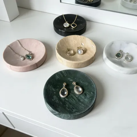 Natural Marble Round Soap Dish Bathroom Soap Holder Luxury Stone Tray Decorative Storage Dish for Vanity Countertop