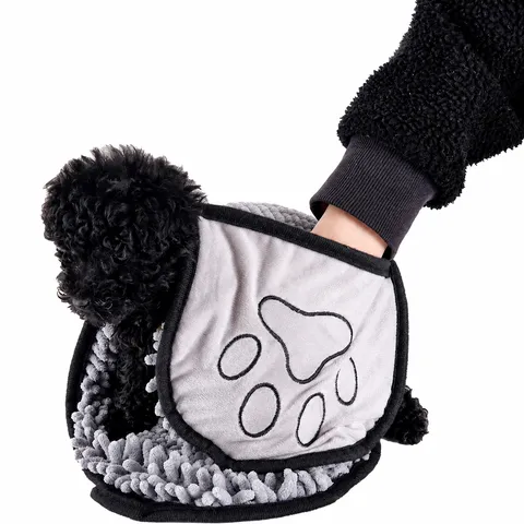 Toalla de Baño de Chenille para Mascotas Toalla Guante Absorbente de Secado Rápido Lindo Estampado de Huella Suministros de Limpieza