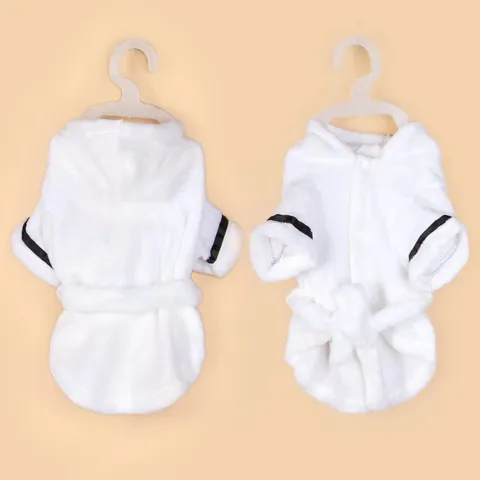 Peignoir pour Chien et Chat en Flanelle Douce Absorbant Séchage Rapide Pyjama Chaud d'Hiver avec Capuche Mignon Peignoir pour Animal