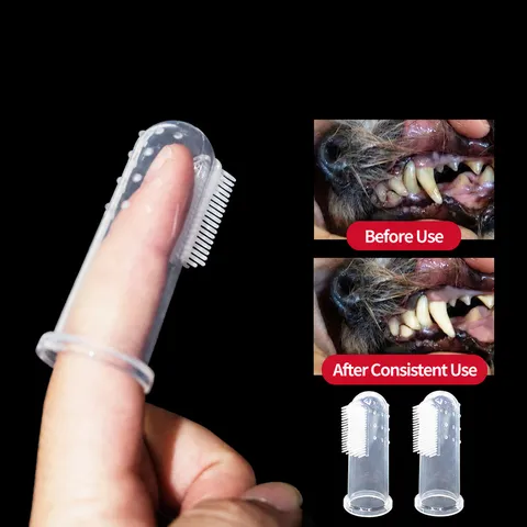 Pet Finger Toothbrush Soft Silicone Cat Dog Teeth Cleaning Tool Portable Storage Box Oral Care Pet Supplies