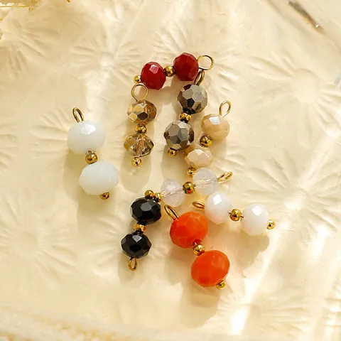 DIY Edelstahl Kristallperlen Anhänger Mehrfarbige Facettierte Glas Charms Für Halskette Armband Schmuckherstellung Zubehör