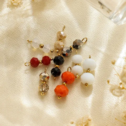 DIY Edelstahl Kristallperlen Anhänger Mehrfarbige Facettierte Glas Charms Für Halskette Armband Schmuckherstellung Zubehör