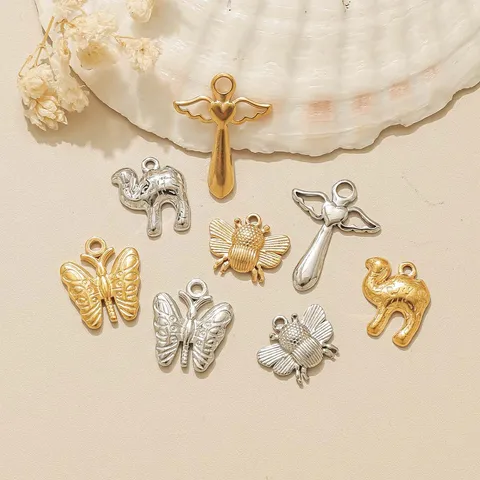 Roestvrij Stalen Dierlijke Charms Bij Vlinder Kameel Toverstaf Hanger Voor Sieraden Maken DIY Armband Ketting Accessoires Retro Metalen Charms