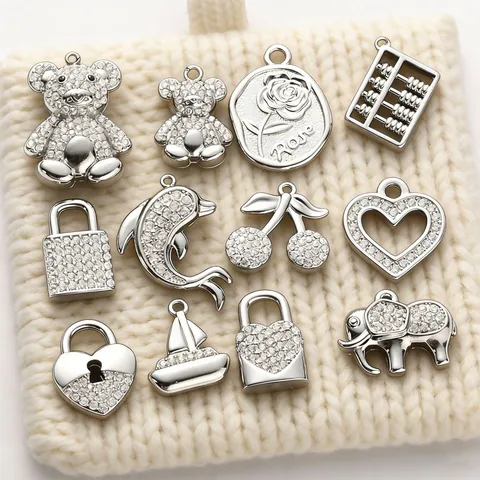 Vintage Edelstahl Herz Schloss Strass Anhänger Kristall Anhänger Charms Für DIY Halskette Schlüsselanhänger Taschen Kleidung Zubehör Handwerk