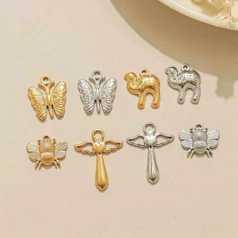 Roestvrij Stalen Dierlijke Charms Bij Vlinder Kameel Toverstaf Hanger Voor Sieraden Maken DIY Armband Ketting Accessoires Retro Metalen Charms
