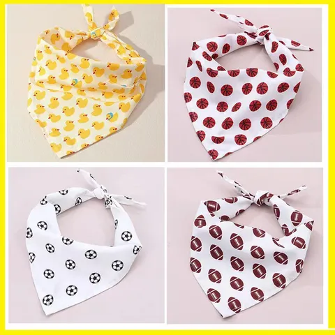 Mignon Chien Chat Écharpe Triangle pour Animal de Compagnie Bavoir en Polyester Motif Canard Basket-ball Football Accessoires pour Animaux