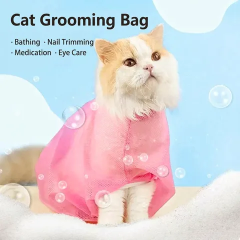 Multifunctional Pet Cat Bathing Bag Breathable Mesh Cat Grooming Bag Anti Scratch Washing Bag Pet Supplies