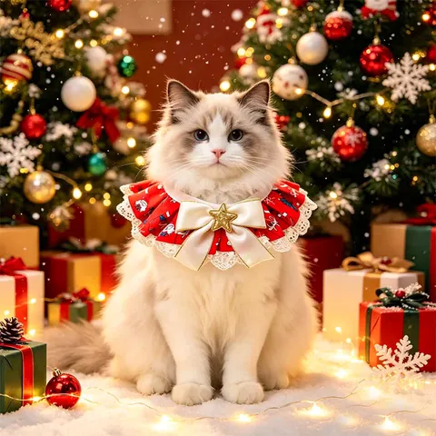 Noël Animal de Compagnie Chat Chien Bavette Collier Écharpe de Fête Festive Avec Nœud et Cloche