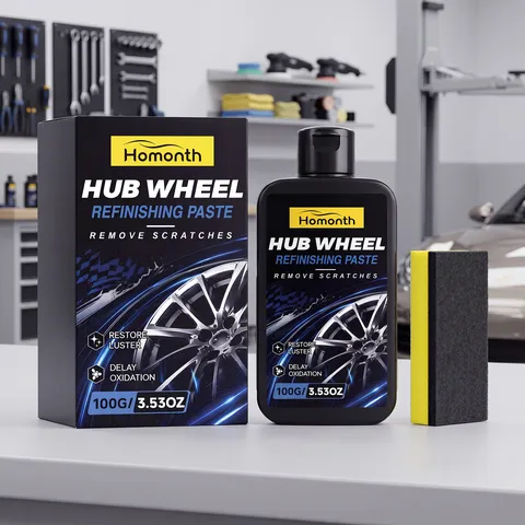 Pasta de Pulido para Cubo de Rueda de Coche Reparación de Arañazos Cuidado de Neumáticos Restauración de Brillo con Esponja Producto de Limpieza de Autos