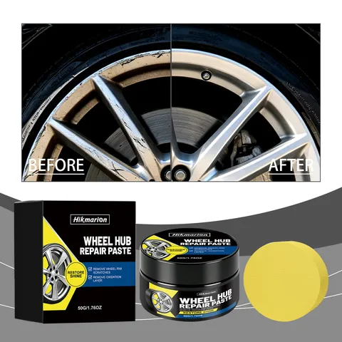 Hikmarion Crème de Réparation de Rayures de Moyeu de Roue de Voiture Pâte de Polissage de Jante en Alliage Restorer avec Outil de Nettoyage en Éponge