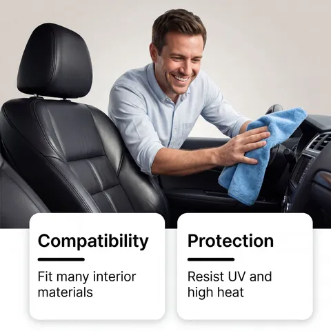 Hikmarion Car Interior Plastic And Leather Restorer Spray Cleaner With Sponge Automotive Interior Care Tool
