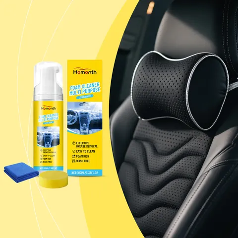 HOMONTH Car Interior Cleaning Kit Multi-Purpose Foam Cleaner with Microfiber Towel and Sponge for Leather Care