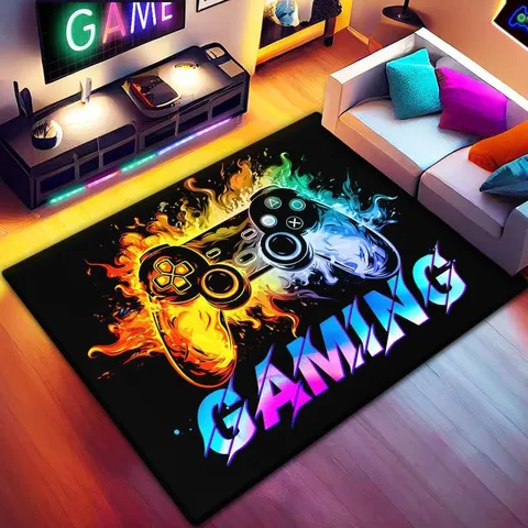 Cyberpunk Gaming Rug Game Controller Skull Pattern Carpet Non-Slip Soft Floor Mat For Living Room Bedroom E-Sports Room
