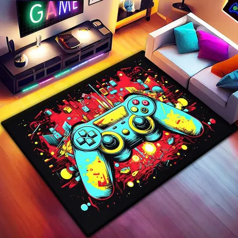 Cyberpunk Gaming Rug Game Controller Skull Pattern Carpet Non-Slip Soft Floor Mat For Living Room Bedroom E-Sports Room