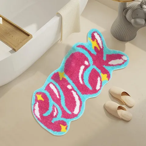 Funny Letters Shaped Floor Mat Anti-Slip Bathroom Door Mat Home Decor Rug