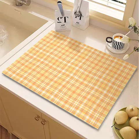 Minimalist Striped Diatomaceous Earth Kitchen Countertop Draining Mat Absorbent Coffee Bar Table Mat Plaid Dish Drying Mat