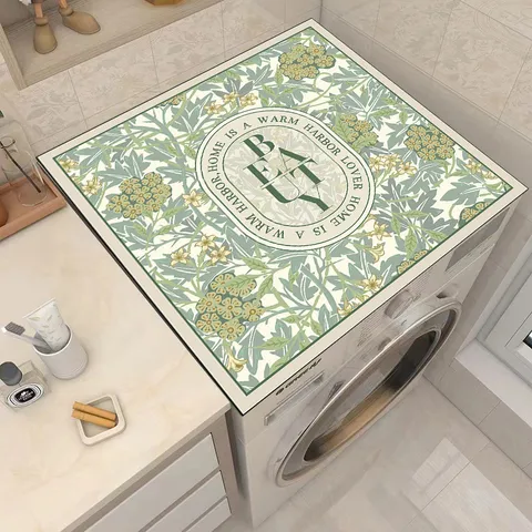 Copertura Antipolvere per Lavatrice in Poliestere Tappetino Assorbente Antiscivolo Protettore Superiore per Arredamento Lavanderia