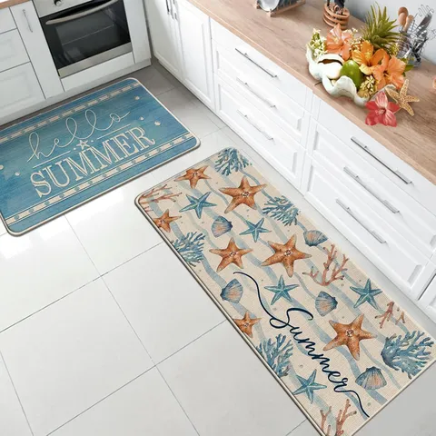 Vintage Kitchen Floor Mat Set Absorbent Non Slip Runner Rugs Retro Printed Waterproof Floor Carpet For Home Hallway