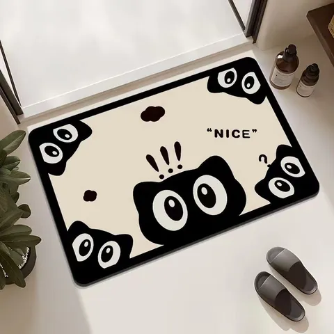 Cartoon Katze Diatomeenerde Badematte Saugfähig Schnelltrocknend Rutschfeste Bodenmatte Für Badezimmer Toilette Tür
