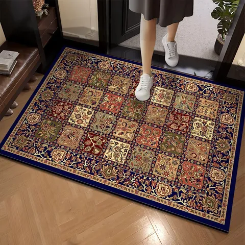 Zerbino Stile Persiano Velluto di Cristallo Tappetino Antiscivolo Tappeto Vintage Bohemien per Ingresso