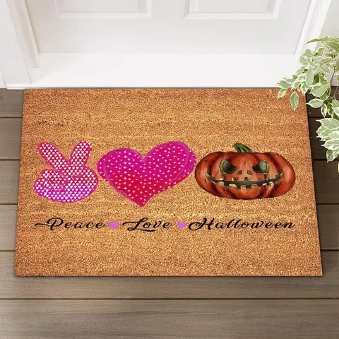 Zerbino di Halloween Simpatico Tappetino di Benvenuto Zucca Antiscivolo Tappeto in Velluto di Cristallo Zerbino d'Ingresso