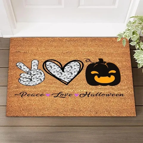 Zerbino di Halloween Simpatico Tappetino di Benvenuto Zucca Antiscivolo Tappeto in Velluto di Cristallo Zerbino d'Ingresso