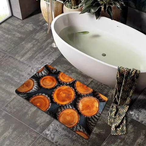 Tappetino in Velluto Tecnologico Effetto Legno Tappeto da Bagno Assorbente Antiscivolo Zerbino Lavabile Decorazione per la Casa