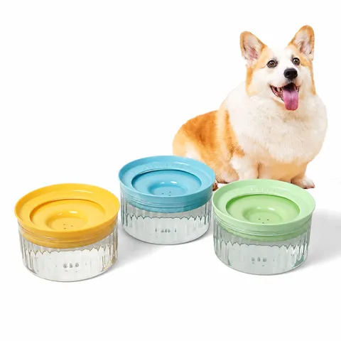 Transparent Anti Splash Pet Water Bowl Plastic Floating Dog Drinking Bowl Large Capacity Cat Water Dispenser