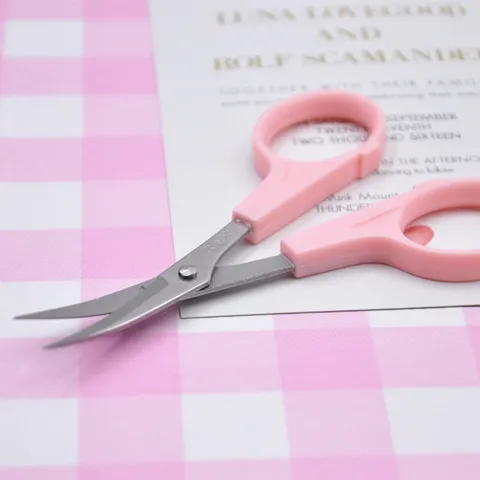Stainless Steel And Plastic Curved Detail Scissors Pink Craft Scissors For Clay Wool Felt DIY Art Cutting Tool