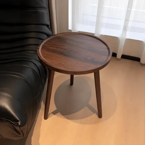 Tavolino da Caffè Tondo Moderno della Metà del Secolo Noce Scuro Tavolino d'Appoggio in Legno per Soggiorno Balcone