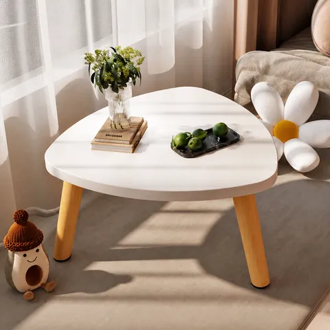 Tavolino da Caffè Triangolare Moderno Minimalista Pannello in Legno Piccolo Tavolo da Finestra a Bavaglino Tavolo Basso da Terra Soggiorno Camera da Letto